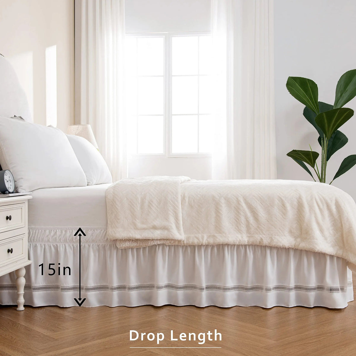 Bed valance with layered ruffles