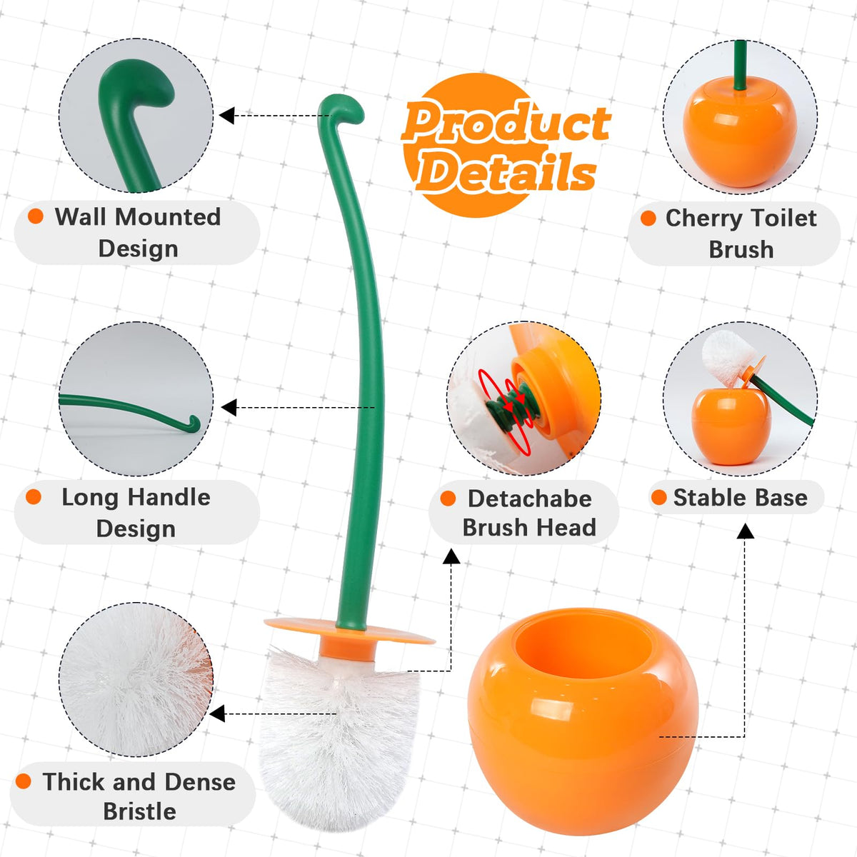 Cherry toilet brush set detail