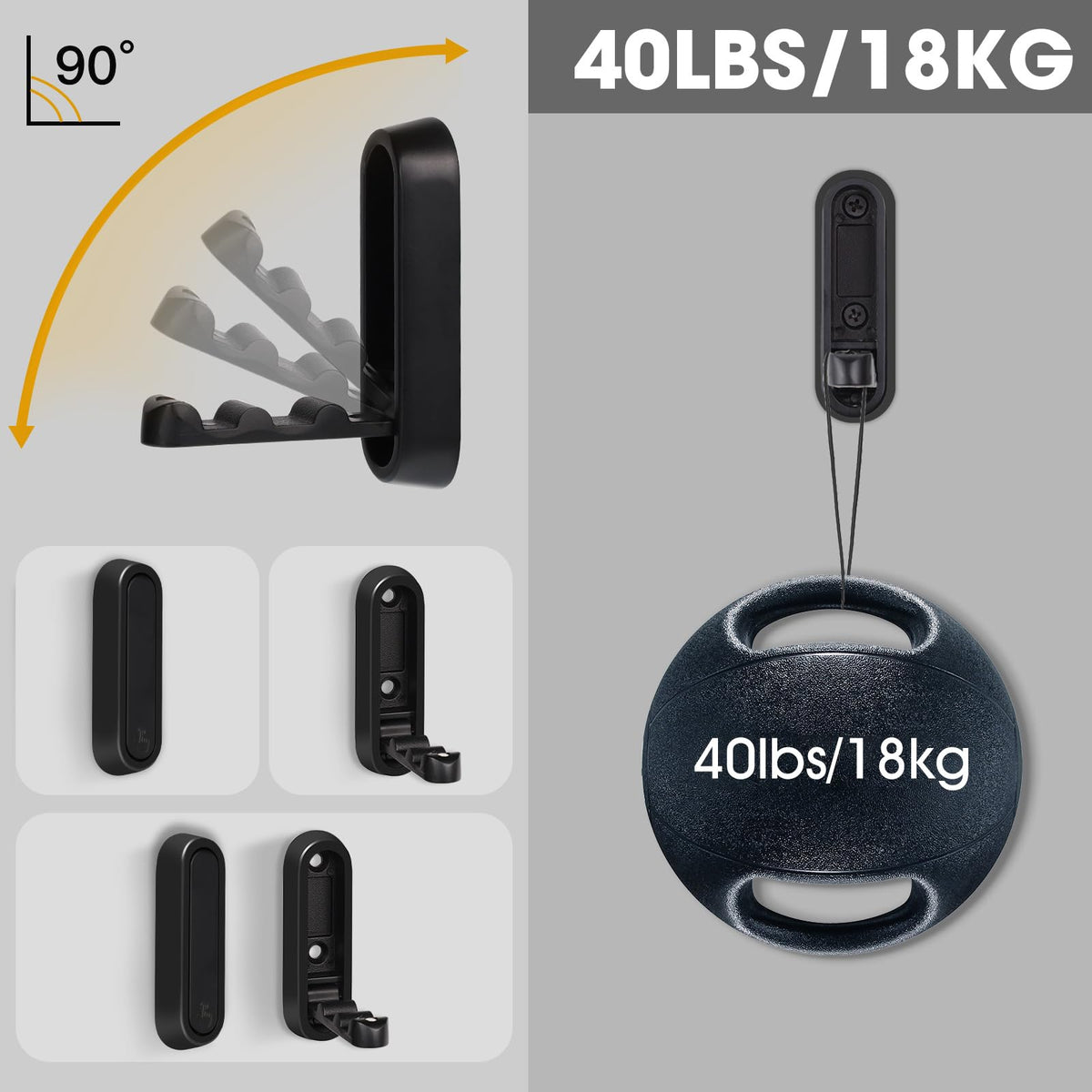 Folding wall hook close-up