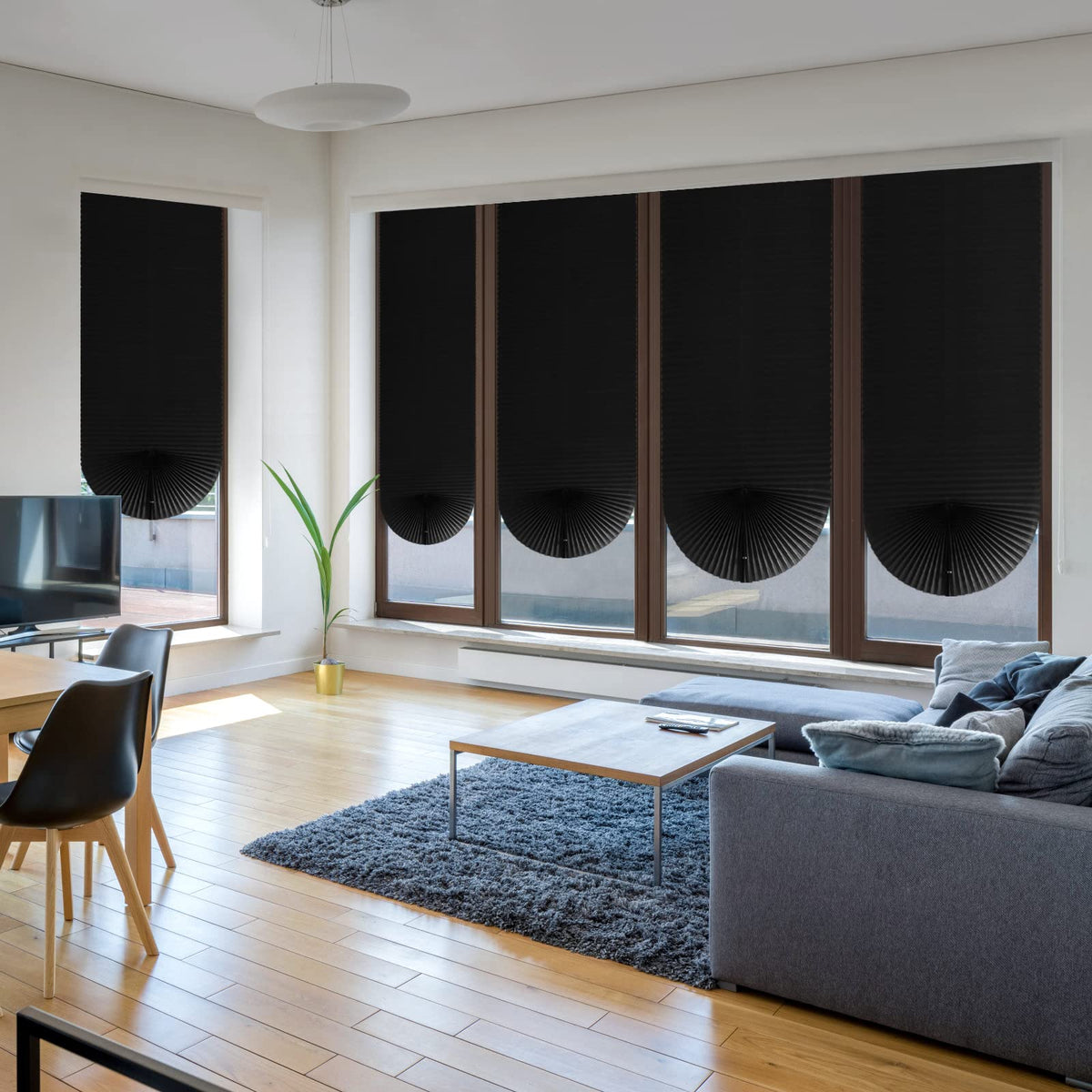 Stick-on blinds fitted to a window