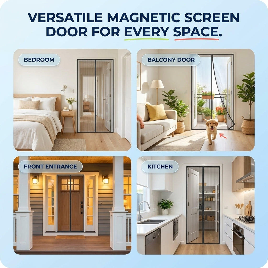 Person walking through the magnetic screen door