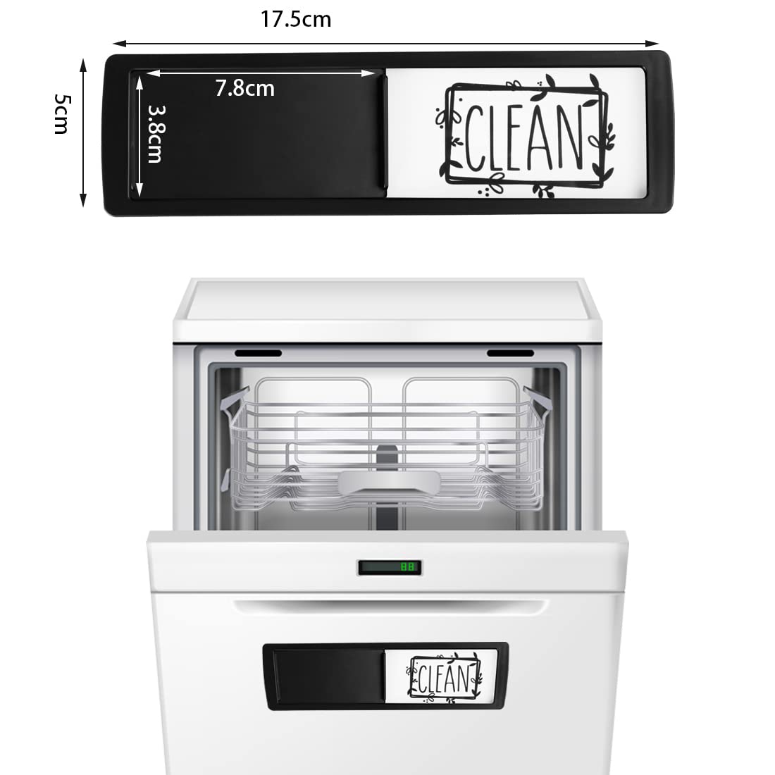 Dishwasher sign dimensions 17.7 x 5.2 cm