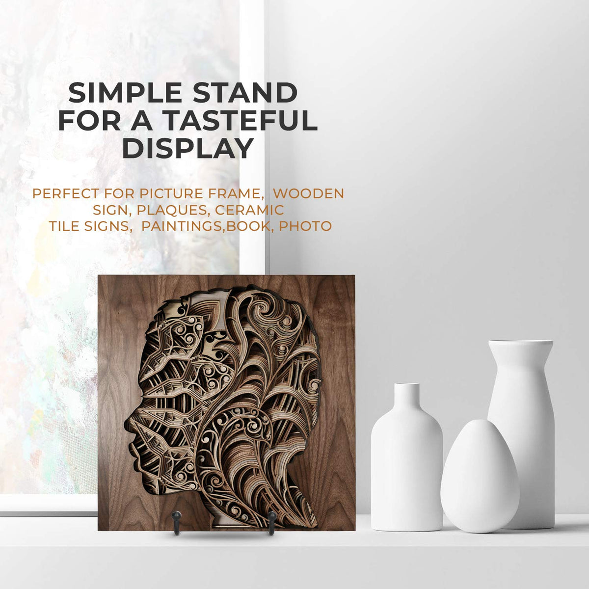 Display stand holding a photo frame