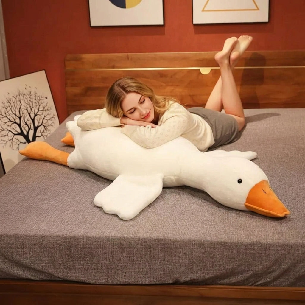 Long goose plush cuddle pillow