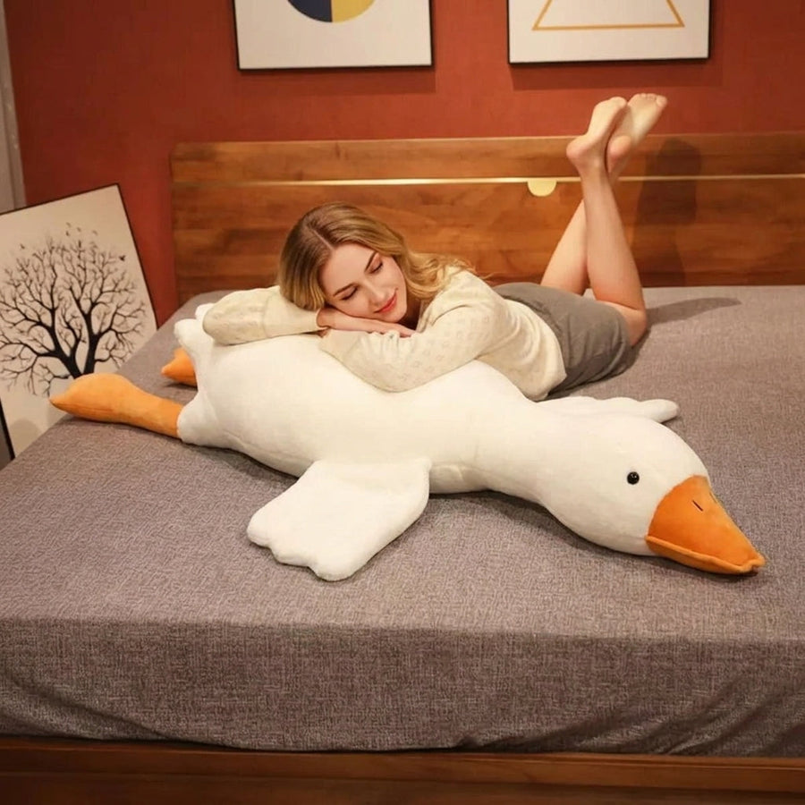 Long goose plush cuddle pillow