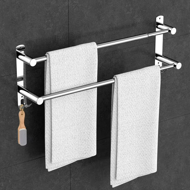 Extendable towel bar mounted on a bathroom wall