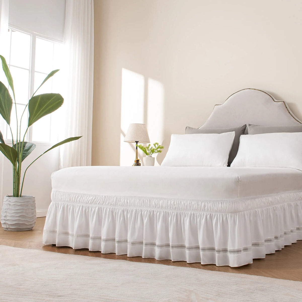 Bed skirt drop and adjustable belts