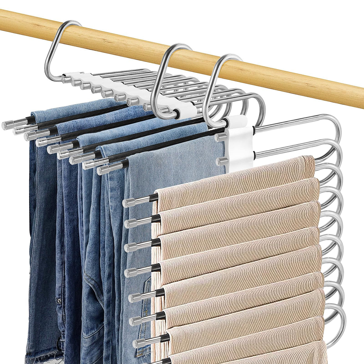 Trouser hanger with jeans