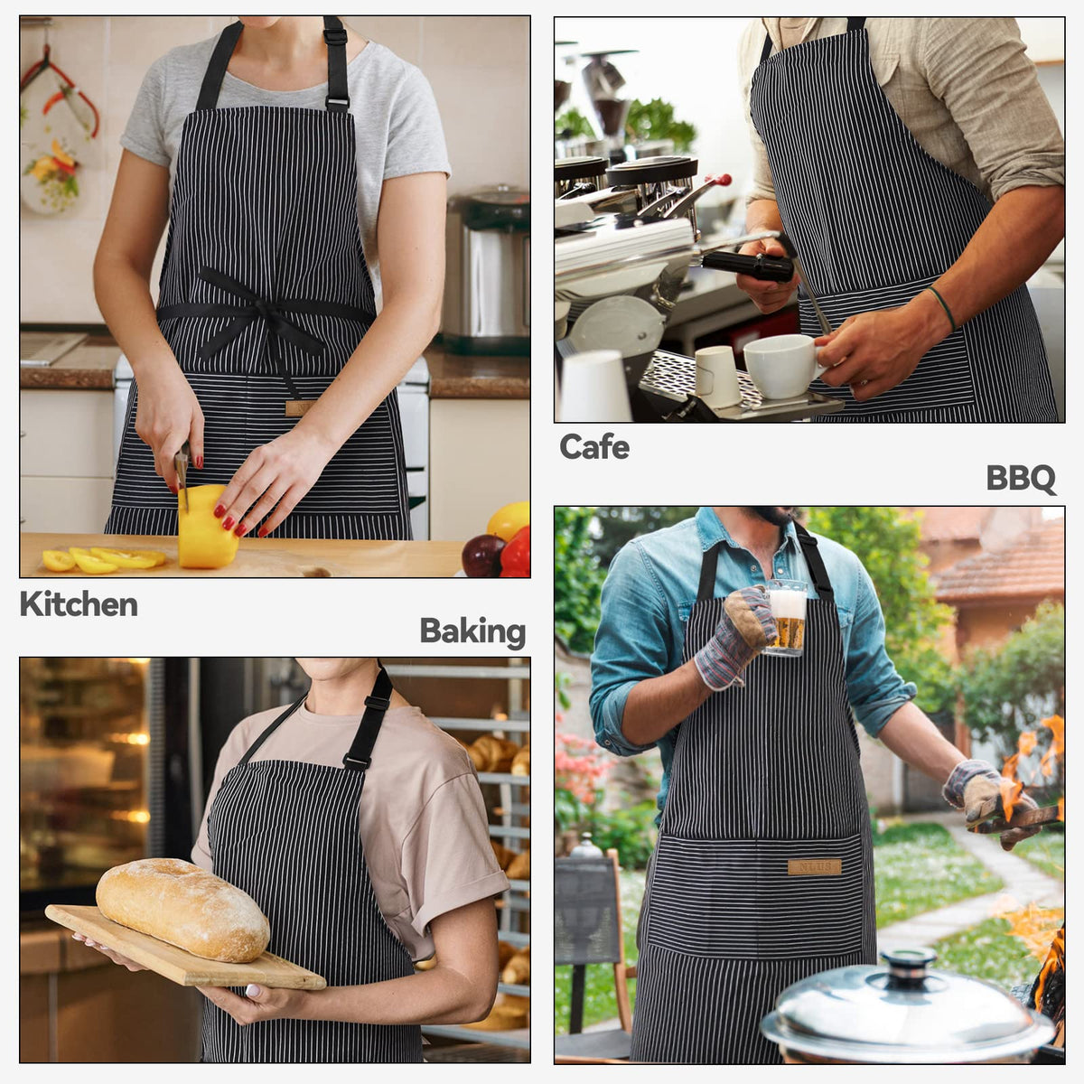 Cotton apron worn in kitchen