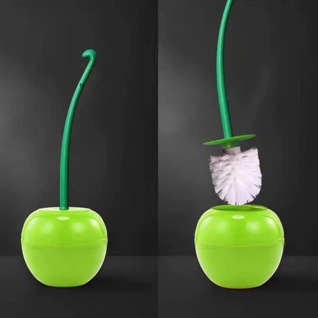 Green cherry-shaped toilet brush holder
