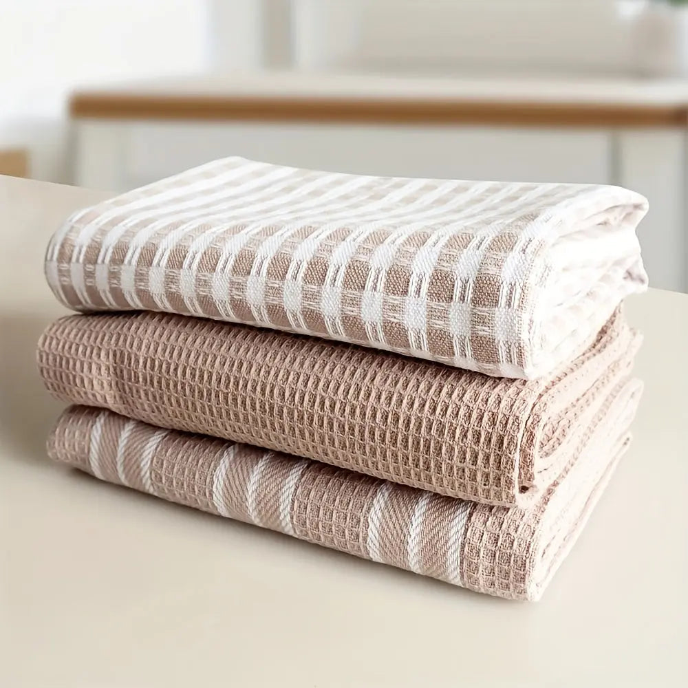 Cotton waffle kitchen towels in Pink