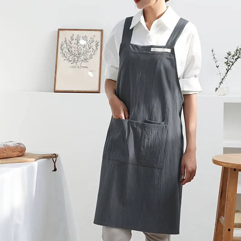 Grey cross-back apron