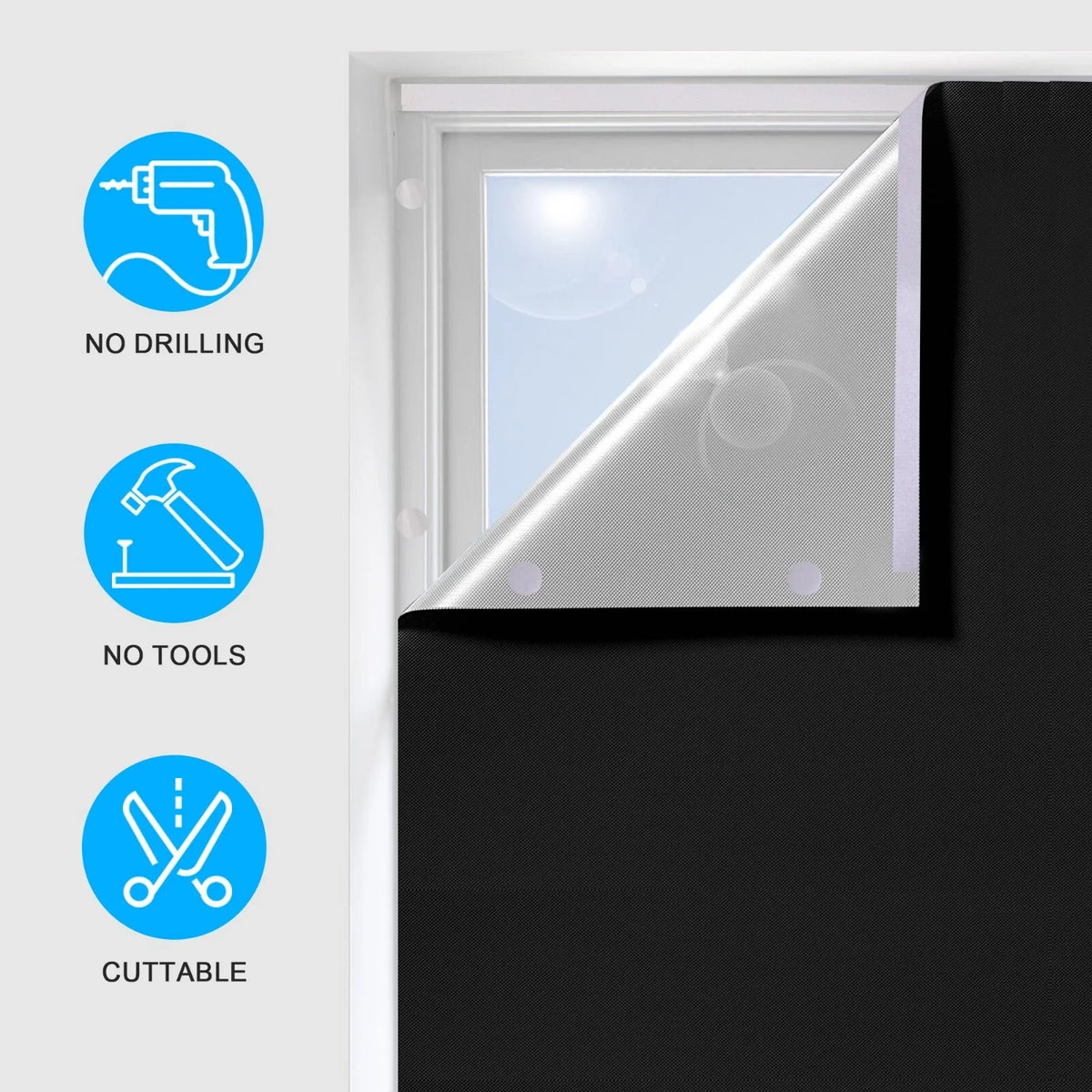 Hook and loop strips fixing blackout cover