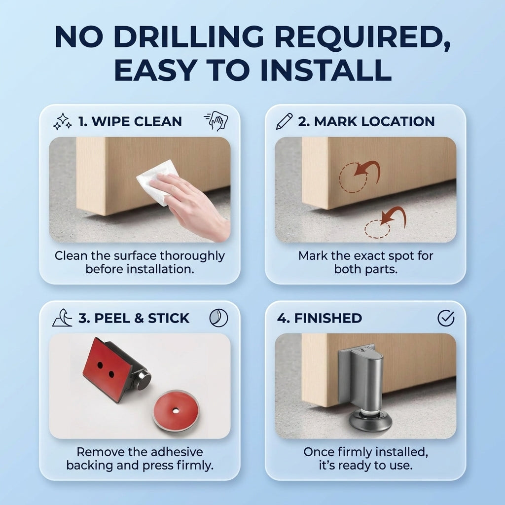 Door stop adhesive mounting