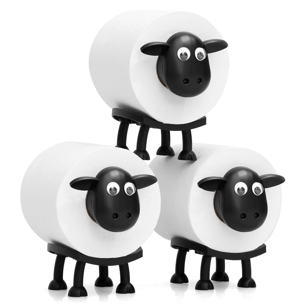 Free-standing sheep toilet roll holder