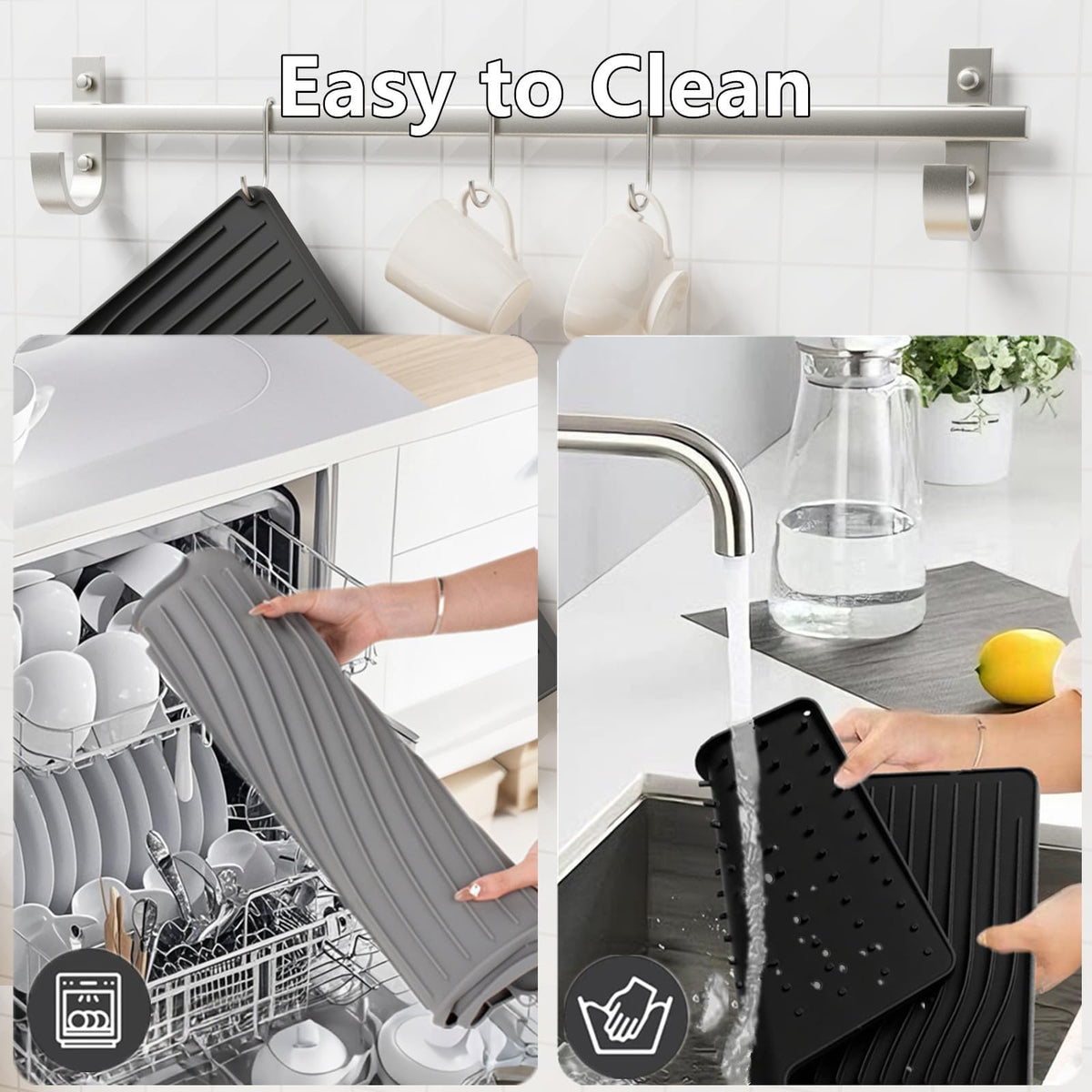 Dishes drying on the silicone drain pad