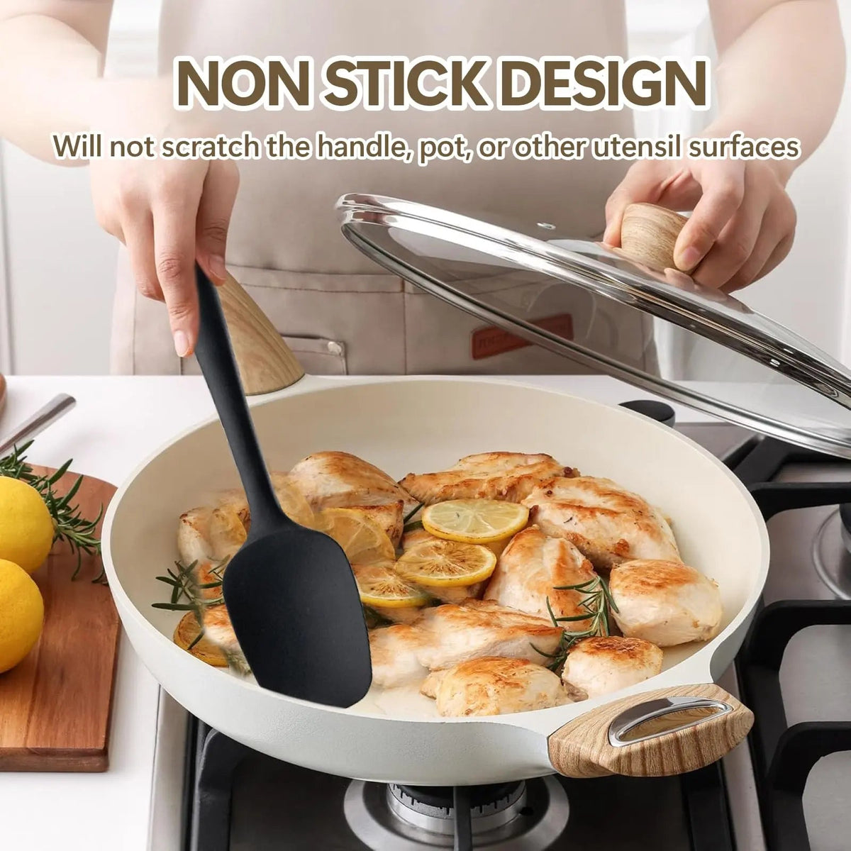 Silicone spatula scraping a mixing bowl