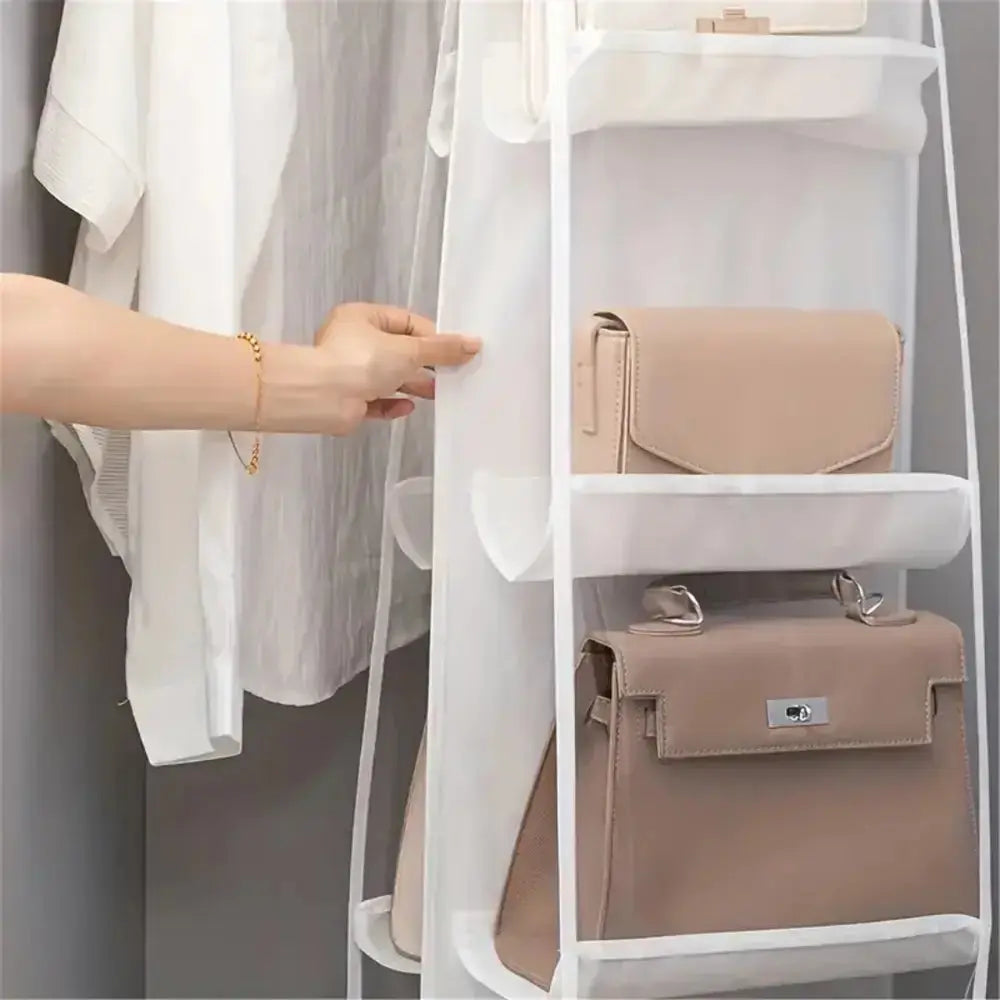 Purse organiser hanging on rail