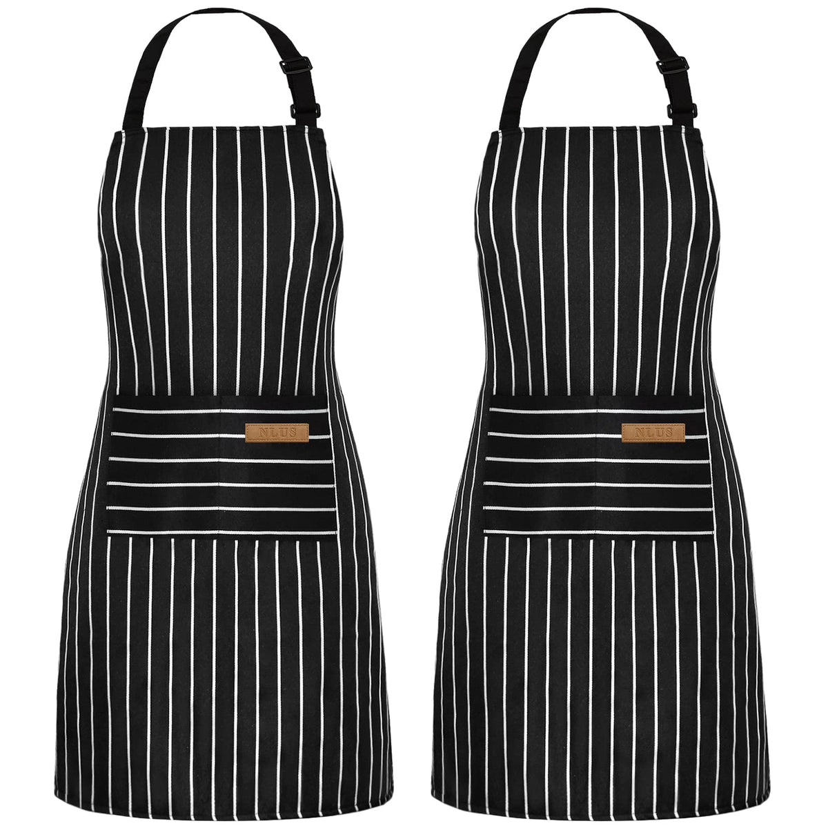Apron set in Black Pinstripe