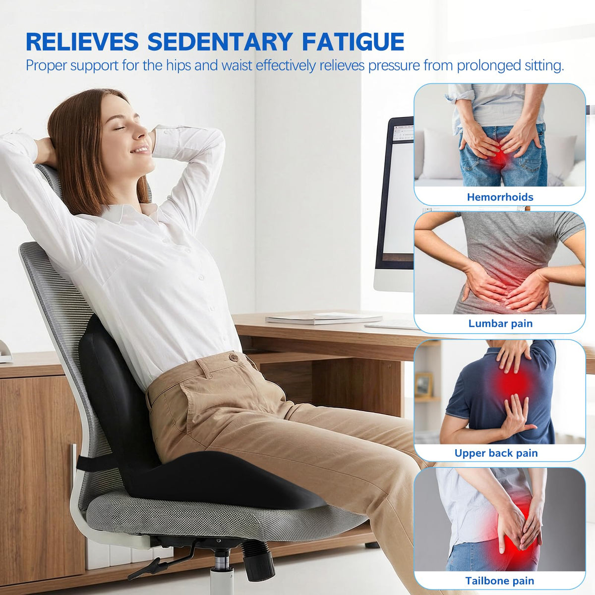 Memory foam seat cushion side view