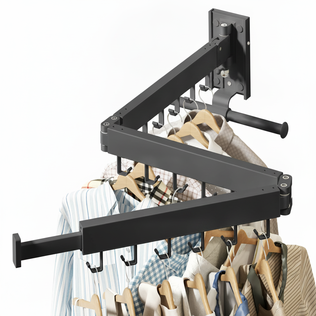 Silver retractable laundry hanger