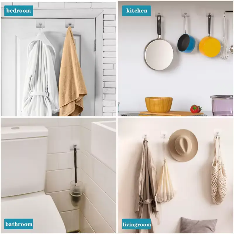 Clear wall hooks set of 10