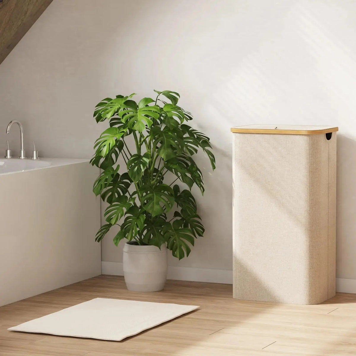 Laundry hamper folded flat