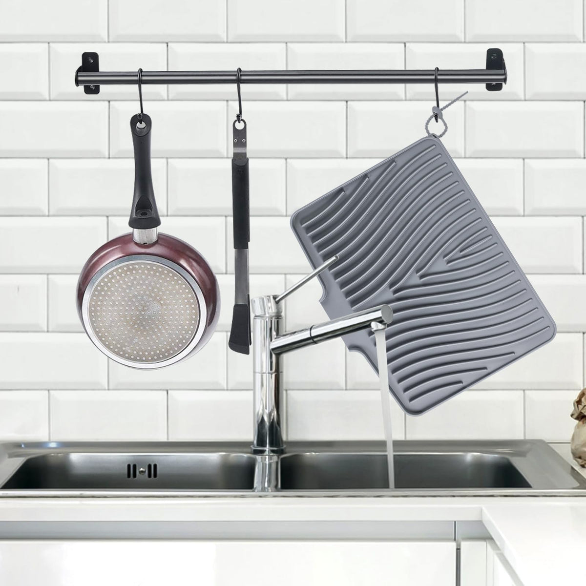 Drying mat used under a dish rack