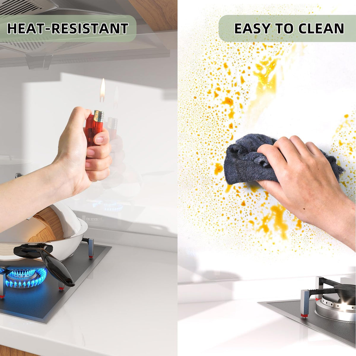 Clear self-adhesive film on cabinet shelf