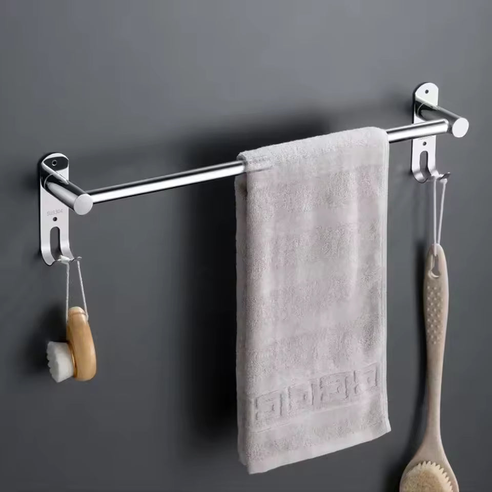 Single-rod extendable stainless steel towel bar