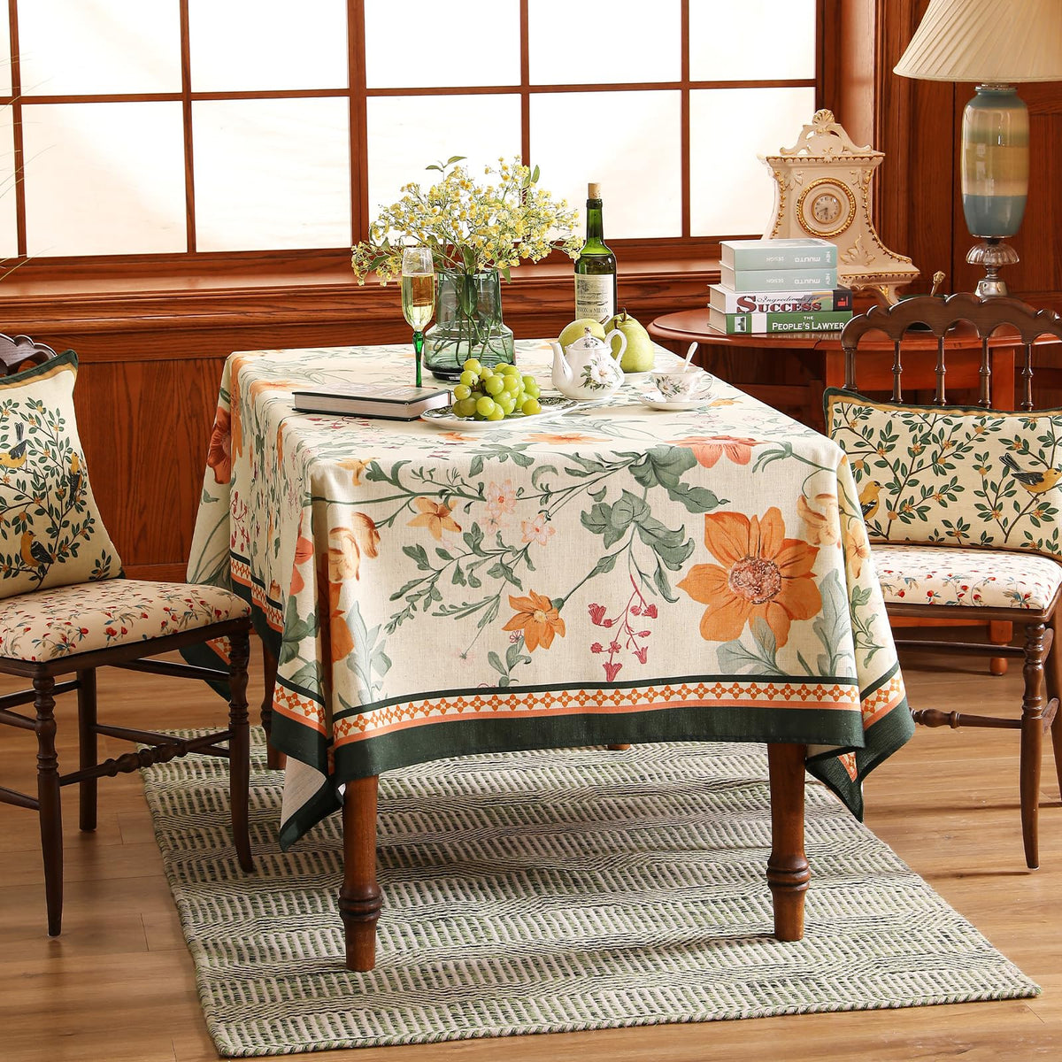 Linen-look polyester tablecloth texture