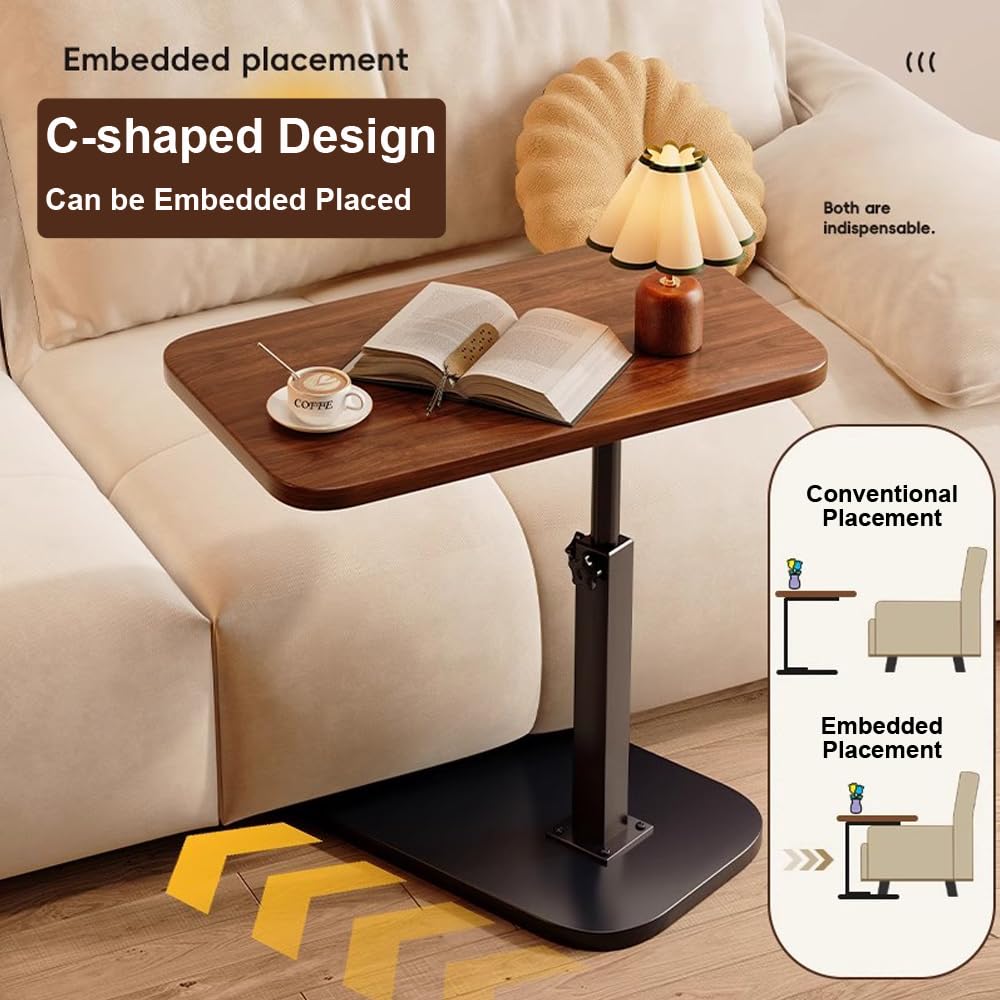 Wood top side table with metal frame