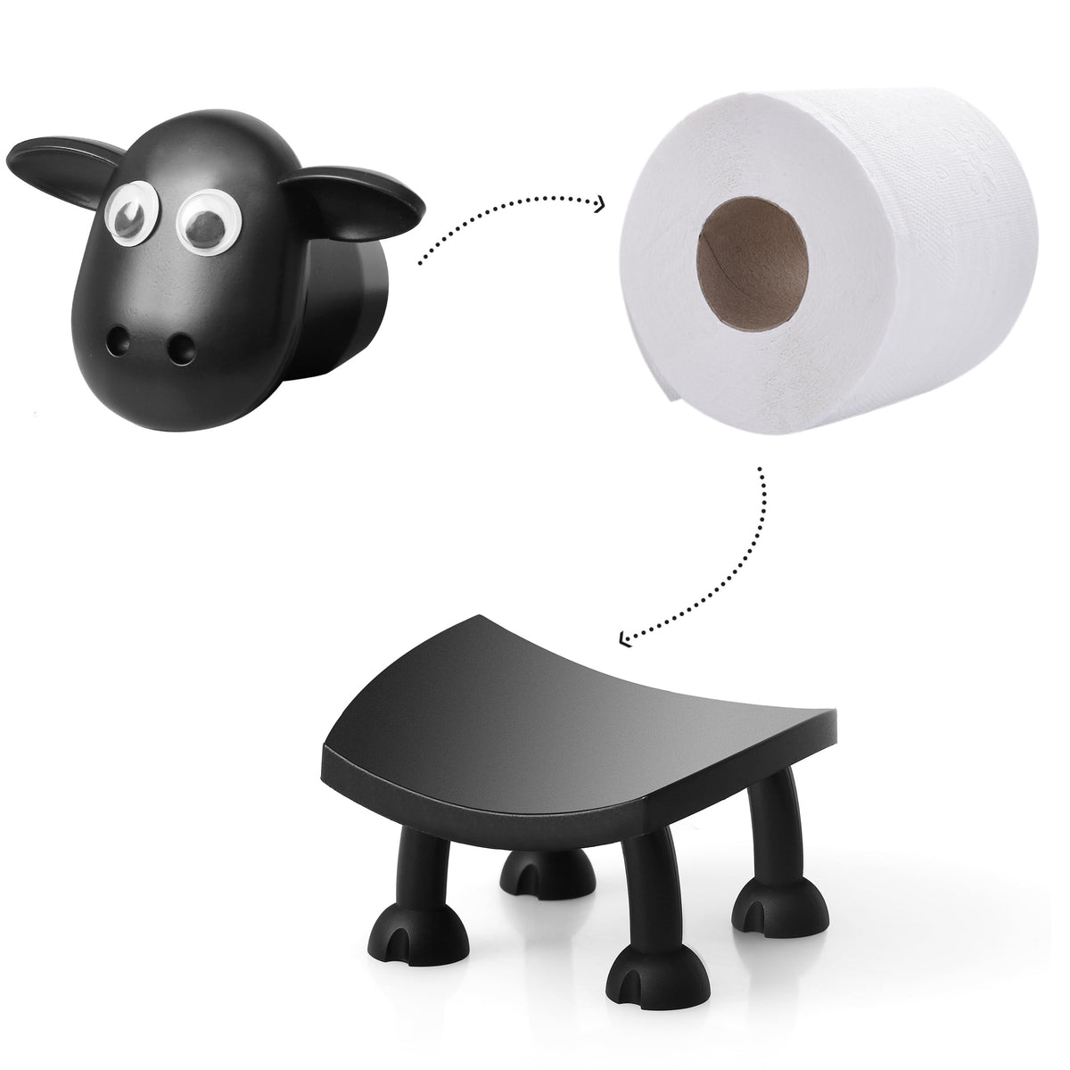 Sheep toilet roll holder close-up
