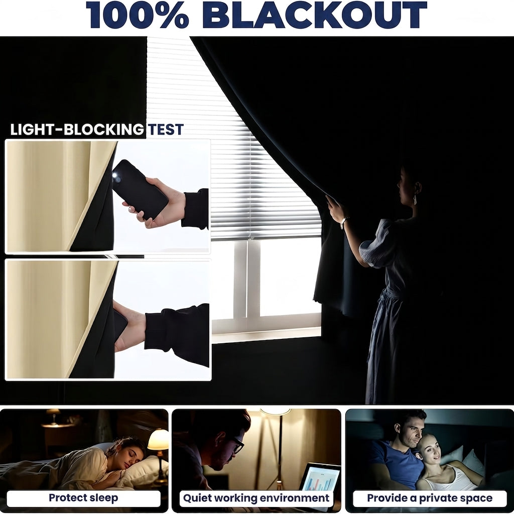 Blackout curtain fitted without drilling