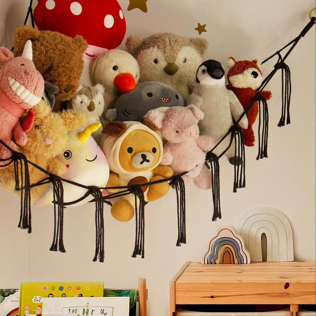 Black rope corner toy hammock