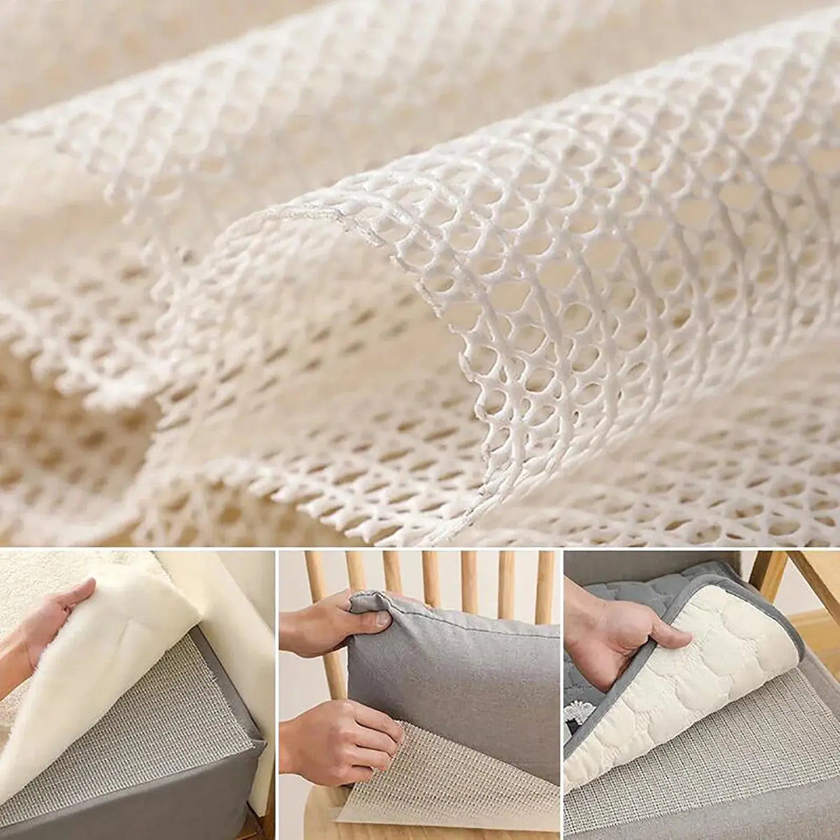 Open-grid PVC underlay texture
