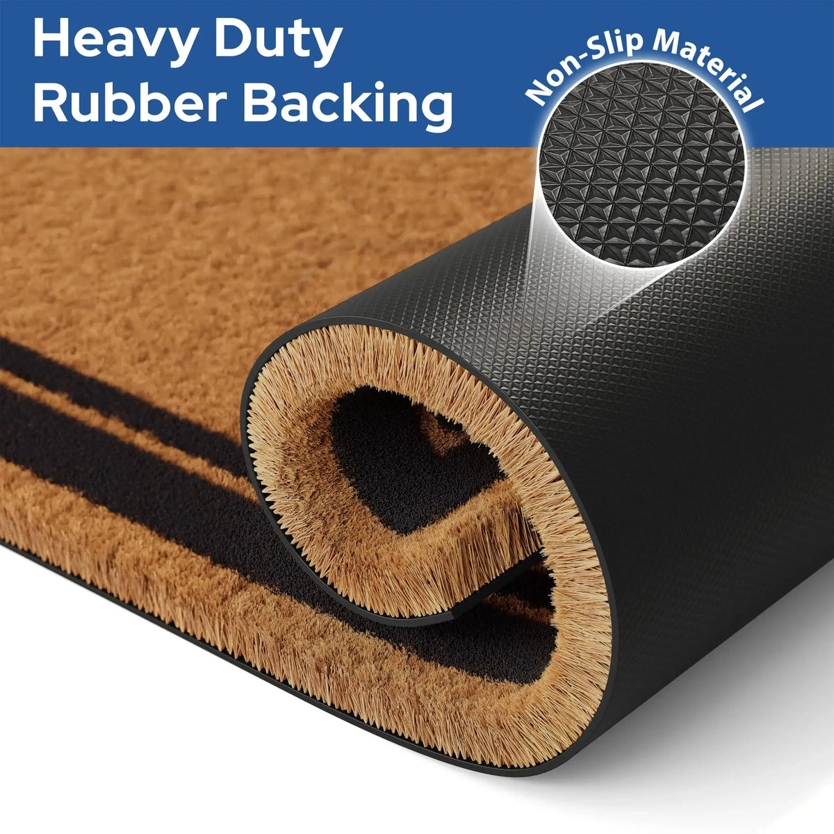 Non-slip backing of coir doormat