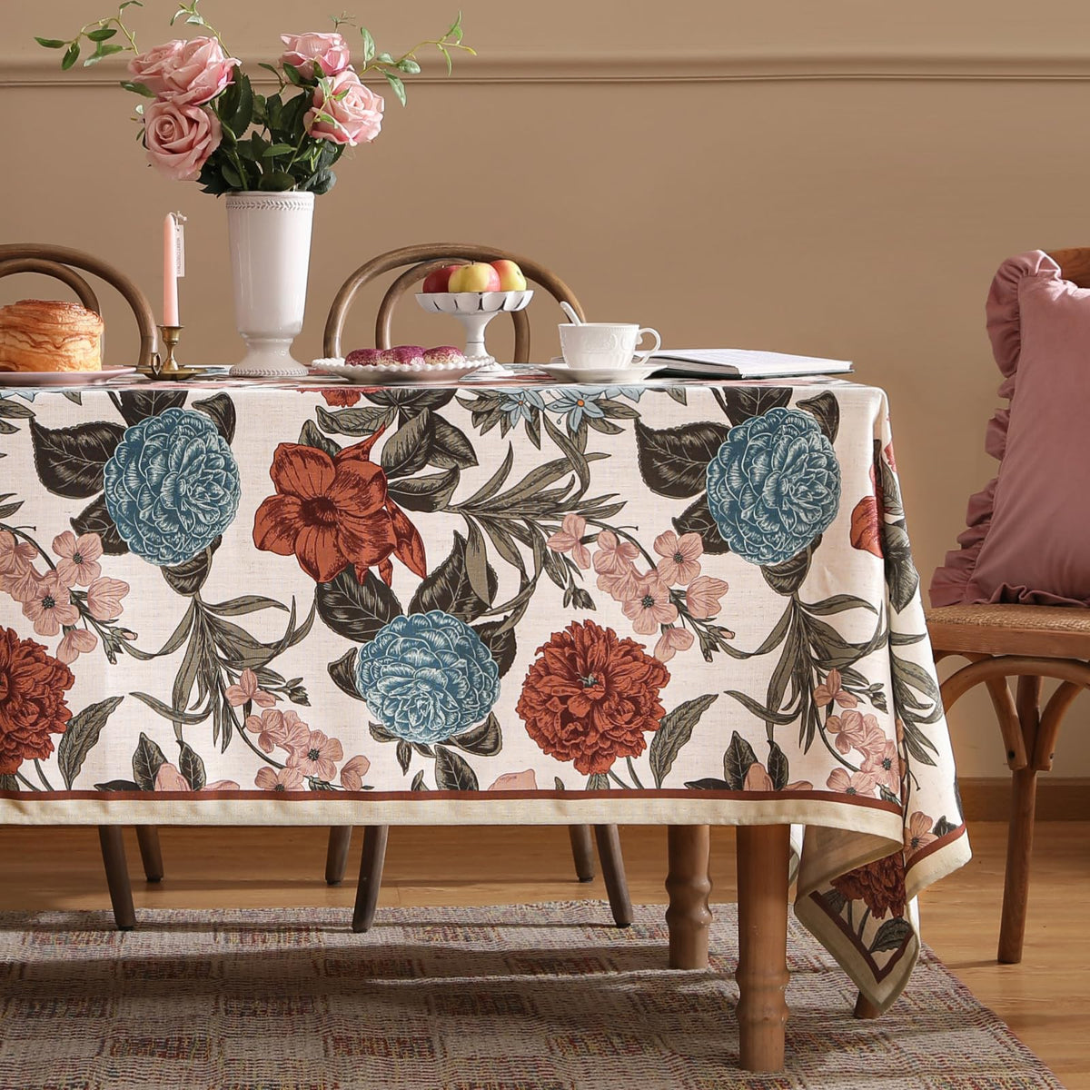 Blue Blossom vintage tablecloth