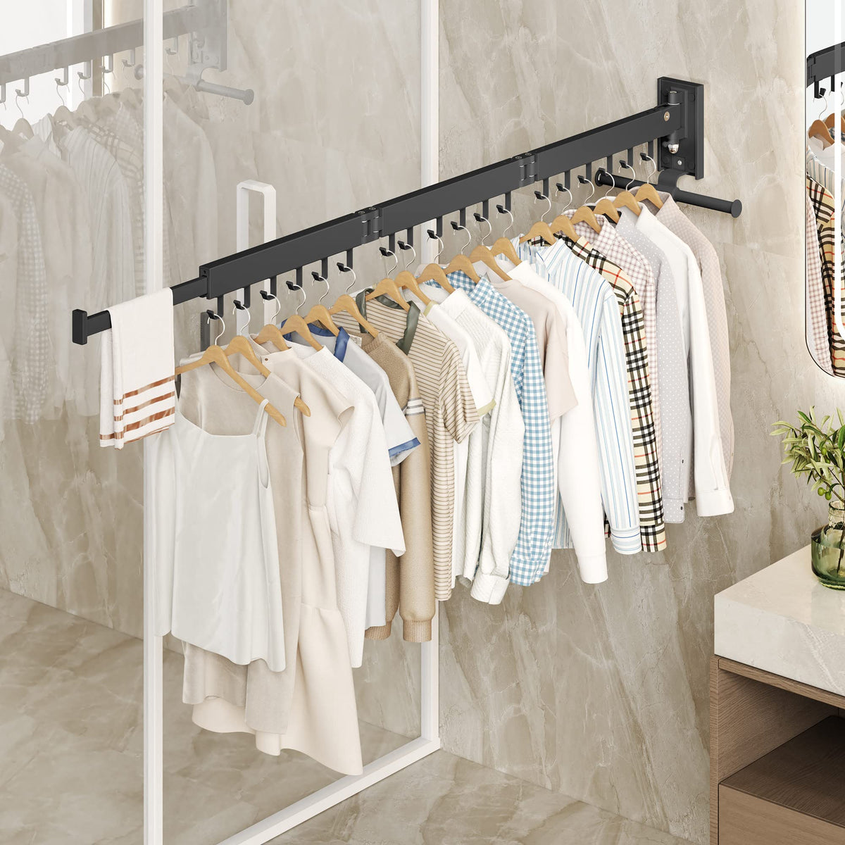 Laundry hanger in bathroom