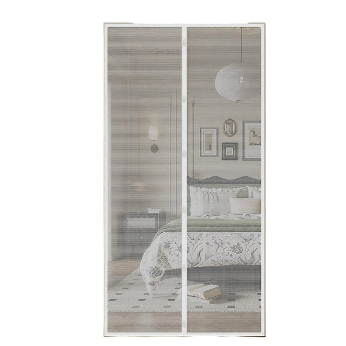 White magnetic screen door