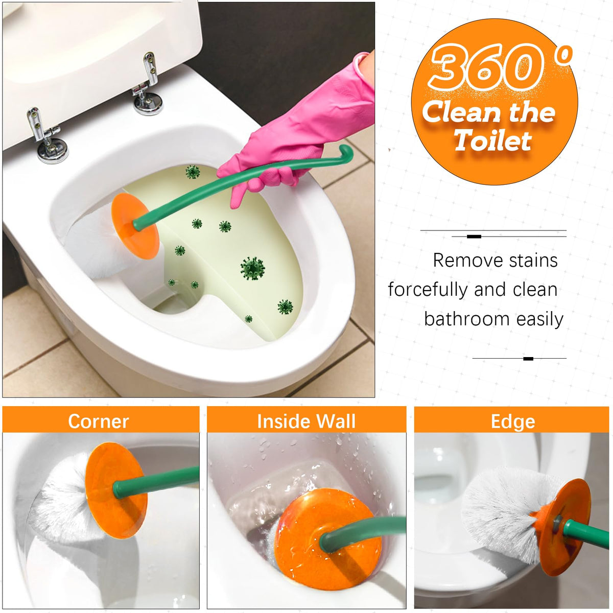 Cherry toilet brush set with brush removed from holder
