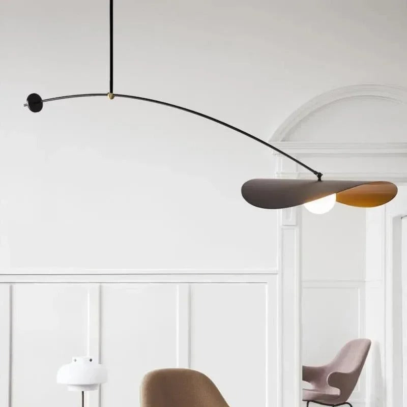 Long arm pendant light in matte black