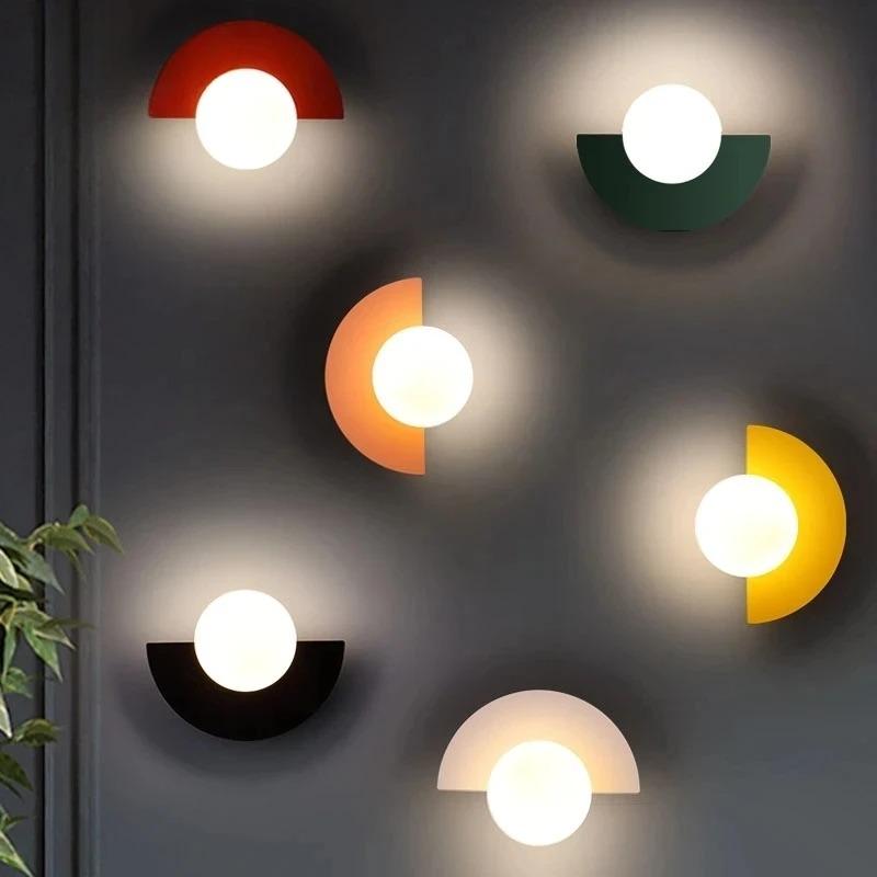 Semicircle wall light beside a bed