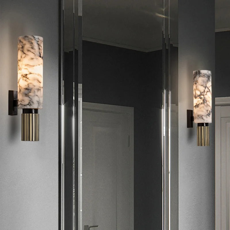 Marble wall light in a hallway