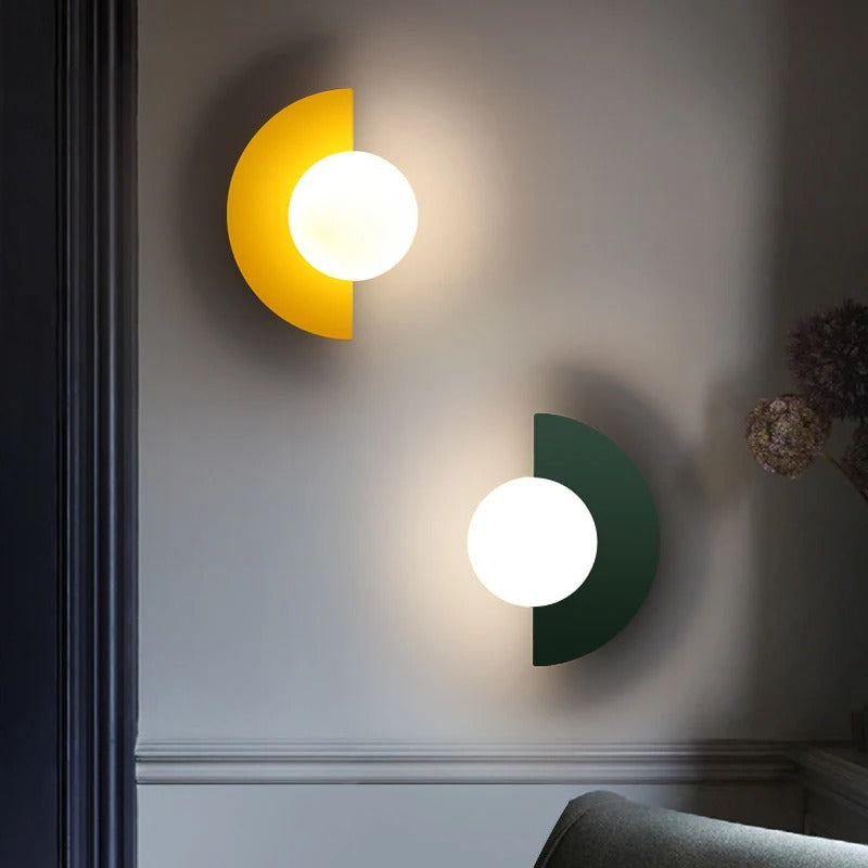 Semicircle wall light in a hallway
