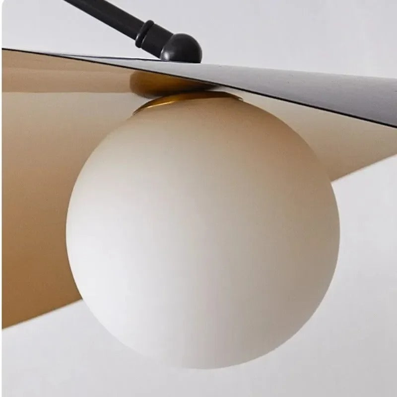 Long arm pendant light from below