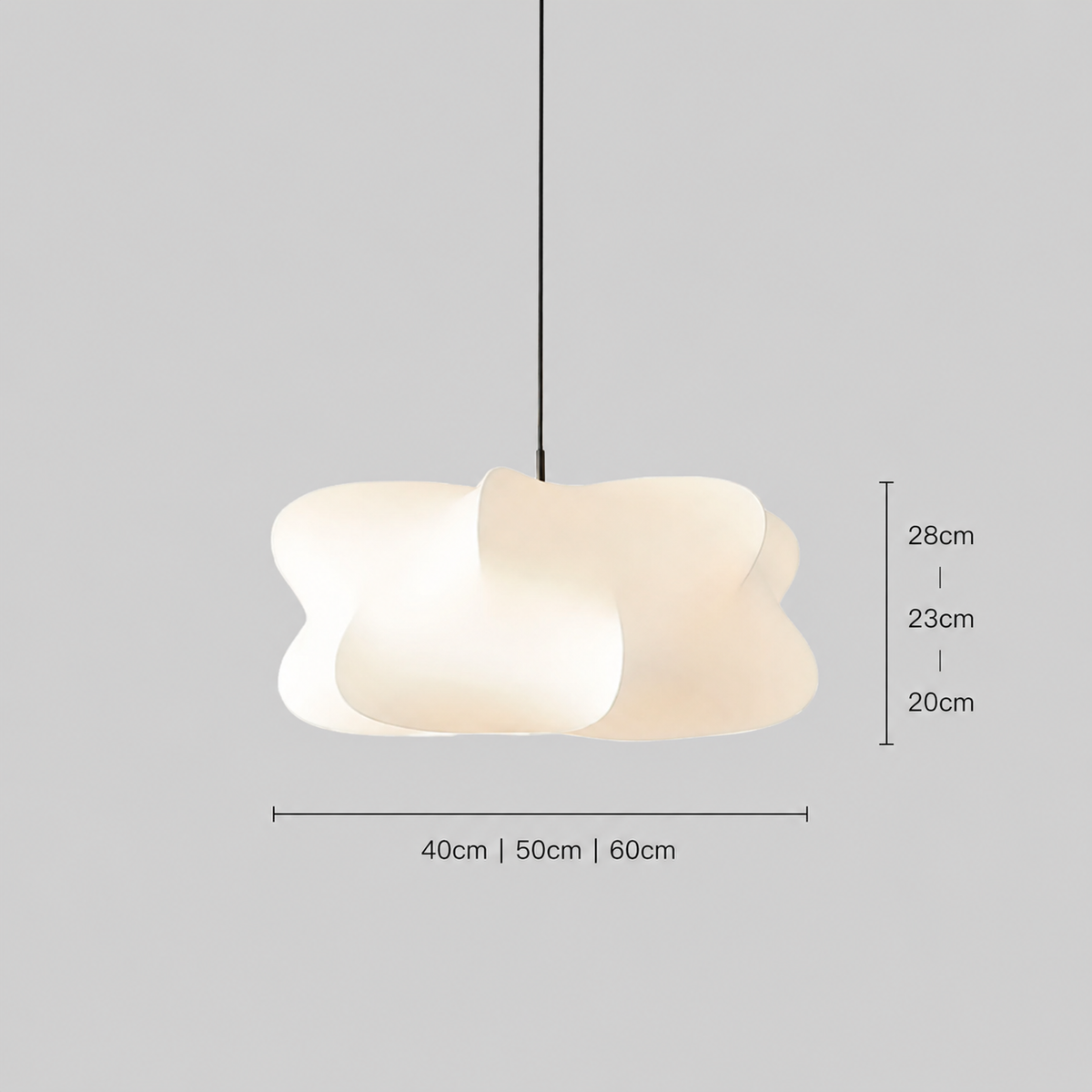 Silk pendant light size chart