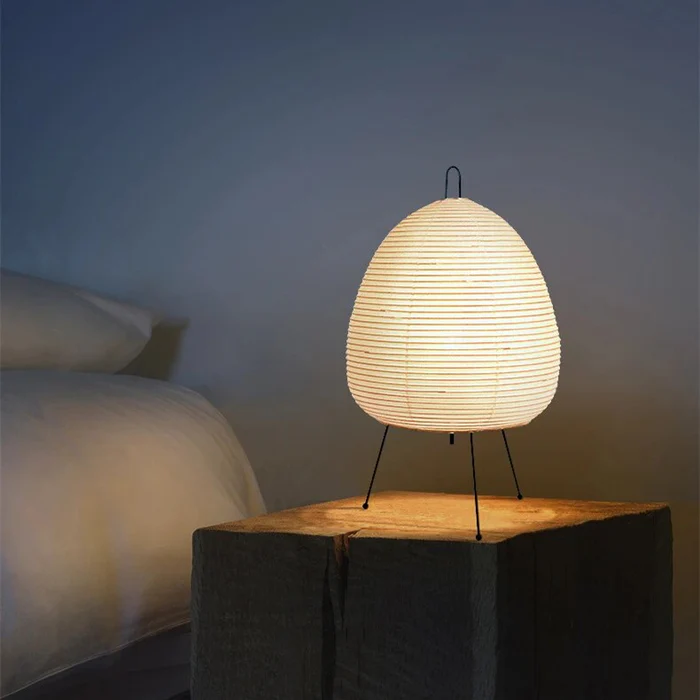 Rice paper table lamp close-up