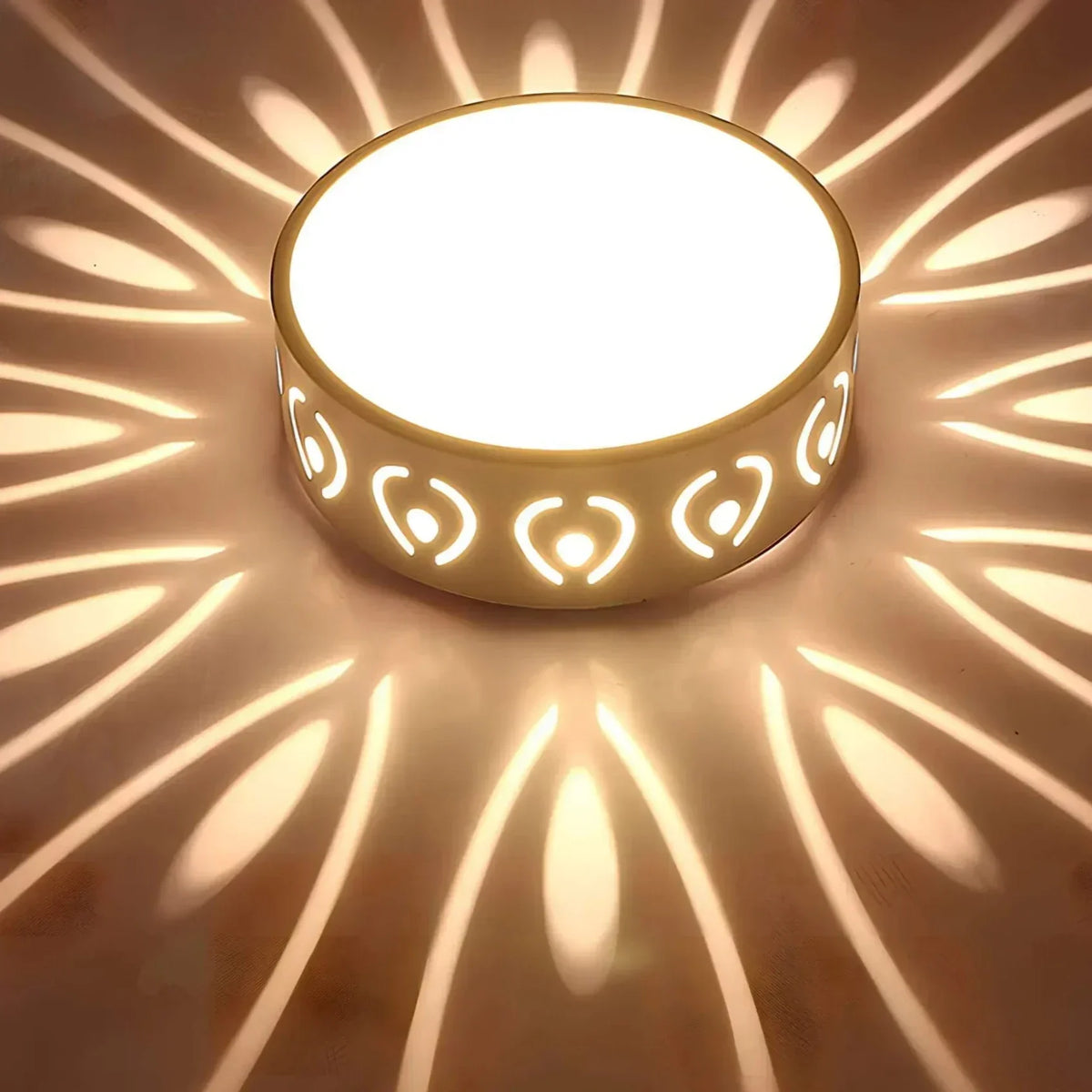 Round LED flush ceiling light close-up