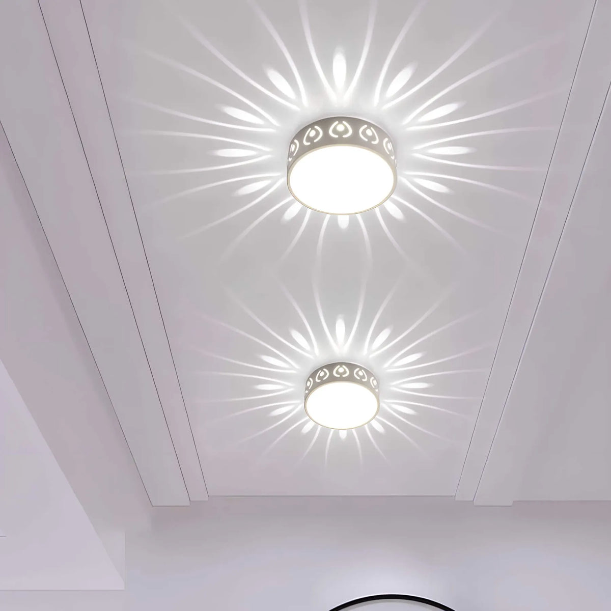 Cool white sunburst ceiling light